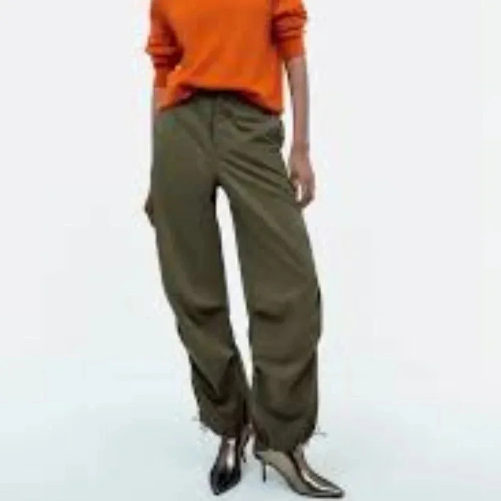 Zara Green Parachute Pants S - Picture 1 of 14